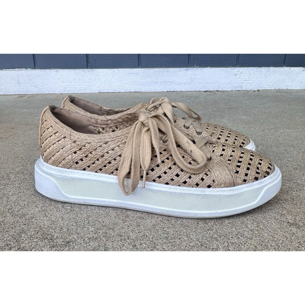 Charles David Sport Reason Woven Raffia Lace-Up Platform Sneakers Women’s 10